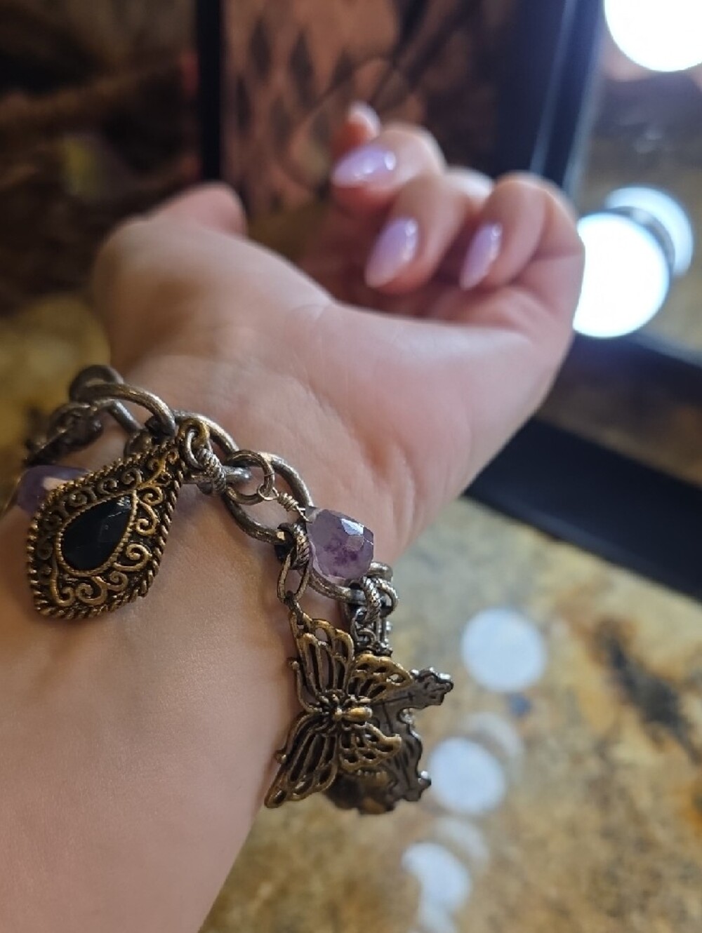 Vintage Lucky Brand Silver Charm Bracelet with Gold & Rose-Tone Accents - Picture 8 of 8